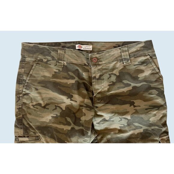 DICKIES Women's Camo Print Relaxed Fit Mid Rise Cargo Utility Pants Sz 8 - Picture 3 of 7